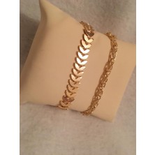 Bers Aksesuar Kadın Lak Kaplama Ikili Bileklik Seti Gold