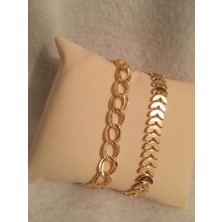 Bers Aksesuar Kadın Lak Kaplama Ikili Bileklik Seti Gold