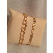 Bers Aksesuar Kadın Lak Kaplama Ikili Bileklik Seti Gold