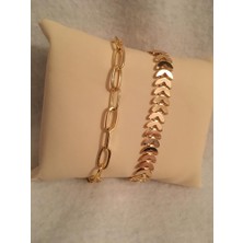 Bers Aksesuar Kadın Lak Kaplama Ikili Bileklik Seti Gold