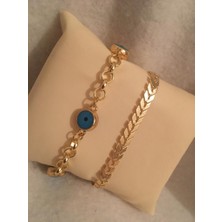 Bers Aksesuar Kadın Lak Kaplama Ikili Bileklik Seti Gold