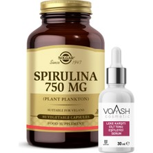 Solgar Spirulina 750 Mg 80 Tablet  + Voyash Alpha Arbutin 2 Serum 30 Ml  Siprulina