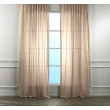 Evdepo Home Kullanıma Hazır 1/2,5 Normal Pile Tül Perde Tek Kanat - Ekru 100 x 260 cm