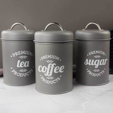 Three Beans 1 Adet Gri Vintage Ferforje Kahve Şeker Çay Gıda Depolama Konteyner Kutular (Yurt Dışından)