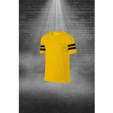 Poseidon Storm Erkek Sarı Dri-Fit Kumaş Düz Yuvarlak Yaka Kısa Kol Konforlu Tişört Şort Alt Üst Ikili Takım Seti S-3xl