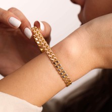 Sembol Gold Pullu Altın Bileklik 14 Ayar Altın Çift Sıra