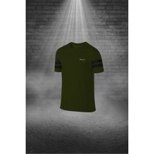 Poseidon Storm Erkek Haki Dri-Fit Kumaş Baskısız Yuvarlak Yaka Kısa Kol Tişört Şort Alt Üst Spor Takım S-3xl