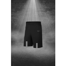 Poseidon Storm Erkek Siyah Dri-Fit Kumaş Cepli Baskısız Yürüyüş ve Koşu Için Rahat Sporcu Tişört Şort Alt Üst Ikili Takım S-3xl