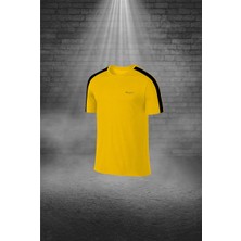Poseidon Storm Erkek Sarı Dri-Fit Kumaş Baskısız Konforlu Tişört Şort Alt Üst Ikili Takım Seti S-3xl