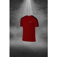 Poseidon Storm Erkek Bordo Dri-Fit Kumaş Cepli Baskısız Bisiklet Yaka Sporcu Tişört Şort Alt Üst Ikili Takım S-3xl