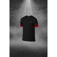 Poseidon Storm Büyük Beden Erkek Siyah Dri-Fit Kumaş Bisiklet Yaka Kısa Kol Günlük Tişört Şort  4XL-10XL