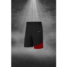 Poseidon Storm Büyük Beden Erkek Siyah Dri-Fit Kumaş Bisiklet Yaka Kısa Kol Günlük Tişört Şort  4XL-10XL