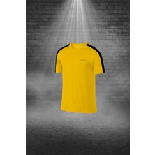 Poseidon Storm Oversize Erkek Sarı Dri-Fit Kumaş Düz Kısa Kol Konforlu Tişört Şort Alt Üst Ikili Takım Seti 4XL-10XL