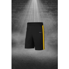 Poseidon Storm Oversize Erkek Sarı Dri-Fit Kumaş Düz Kısa Kol Konforlu Tişört Şort Alt Üst Ikili Takım Seti 4XL-10XL