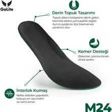 GoLite Konforlu Ayakkabı Tabanlığı, Rahat Memory Foam Hafızalı Topuk Dikeni İç Tabanlık Kemer Destekli Taban - M24 Siyah - 38 Numara