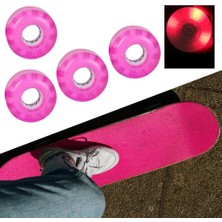 Aututer 4pcs Aydınlık Silindir Skate Wheels Longboard Çift Sıralı Paten Pembesi Için Aydınlatıyor (Yurt Dışından)