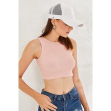 Oshebu Kadın Sıfır Kol Kaşkorse Crop Bluz