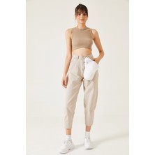 Oshebu Kadın Sıfır Kol Kaşkorse Crop Bluz