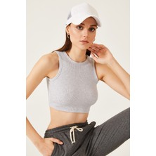 Oshebu Kadın Sıfır Kol Kaşkorse Crop Bluz