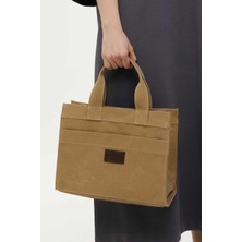 Manuka Yıkama Efektli Medium Kanvas Çanta Camel