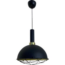 Rsylight Retro Metal Dekoratif Rustik Kafesli Siyah Tekli Sarkıt Avize Çap 30 cm