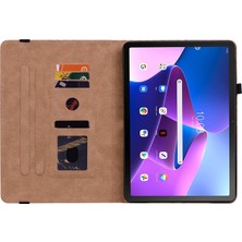 Lenovo Tab M10 Plus 10.6 3. Nesil Renkli Dokuma Deri Tablet Kılıf Için Kırmızı Gül (Yurt Dışından)