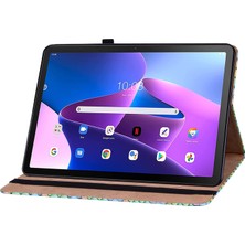 Lenovo Tab M10 Plus 10.6 3. Nesil Renkli Dokuma Deri Tablet Kılıf Için Kırmızı Gül (Yurt Dışından)