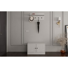 Nettrends Duvar Askilikli Ayakkabilikli Portmanto Beyaz 65 cm PRT-1004-Ç