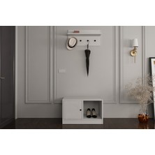 Nettrends Duvar Askilikli Ayakkabilikli Portmanto Beyaz 65 cm PRT-1003-Ç