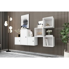 Nettrends 3 Kapakli Duvara Monte Ayaksiz Dresuar Beyaz 202 cm DRS-1015-Ç