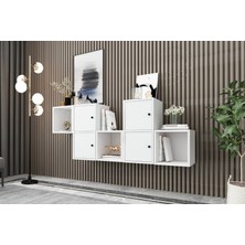 Nettrends 4 Kapakli Rafli Duvara Monte Ayaksiz Dresuar Beyaz 170 cm DRS-1009-Ç