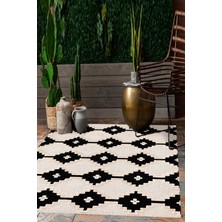Decomia Home Dijital Baskılı Kaymaz, Yıkanabilir Siyah Beyaz Modern Salon Mutfak Koridor Halı-Yolluk-D3061