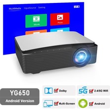 YG650 Android 9.0 1920X1080 Pixel Fullhd 350 Ansi / 5800 Lümen 2.4/5ghz Wifi Akıllı Projeksiyon Cihazı