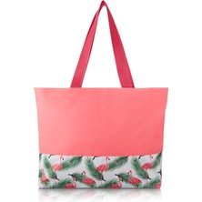 EKS Ticaret Eklips Pembe Flamingolu Plaj Çantası