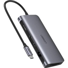 Hua3C C Ugreen 9 In 1 USB C Hub Adaptörü Tip-C-Vga HDMI USB 3.0 RJ45 Sd/tf Kart Yuvası Pd Şarj Yerleştirme Istasyonu  (Yurt Dışından)