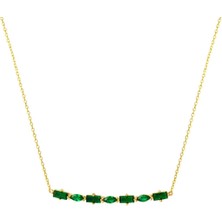 Yeşil Baget Taşlı Altın Kolye