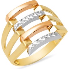 Dörtlü Kaburga 14 Ayar Altın Yüzük