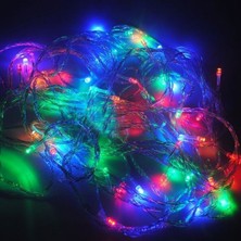 Pazariz Beyaz Kablolu 100 Ampüllü LED Işık Karışık Renk 10 Metre