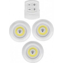 Pazariz Uzaktan Kumandalı Yapışkanlı 3'lü Spot LED Lamba - Pilli