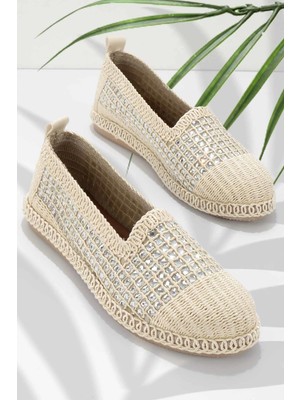 Bambi Ten Beyaz Örgü  Kadın Espadril K018230125
