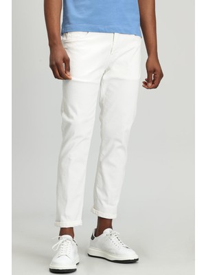 Lufian Aler Spor 5 Cep Erkek Pantolon Slim Fit Beyaz