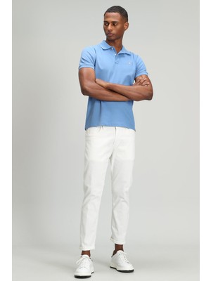 Lufian Aler Spor 5 Cep Erkek Pantolon Slim Fit Beyaz