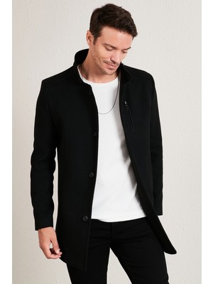 Buratti Relaxed Fit Düğmeli Dik Yaka Kaşe Kaban Erkek KABAN 5840099