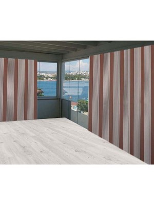 Ceylan Home Balkon Perdesi Kahverengi Ince Çizgili 350X250