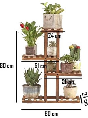 Alan Dekor Eskitme Ceviz Rengi Ahşap Dekoratif Çiçeklik Saksılık Balkon Bahçe Standı