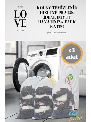 Easyso Çamaşır Yıkama Filesi 3 Adet 35X45CM Çorap Çamaşır Perde Yıkama Filesi