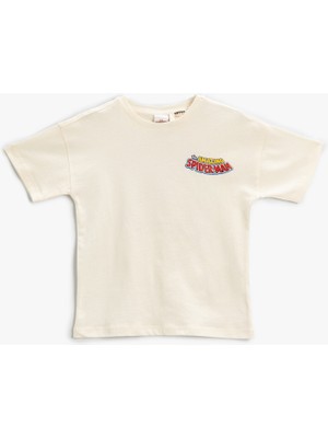 Koton Sırtı Spider Man Baskılı Tişört Lisanslı Kısa Kollu Pamuklu