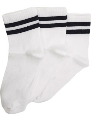 Black Arden Socks Unisex Beyaz 3 Çift Çember Desenli Kolej Çorap 36-41 Numara BT-0539