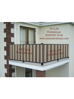 Ceylan Home Balkon Demiri Perdesi Kuş Gözü Gri Krem 550X80