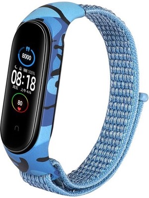 Cool Cold Xiaomi Mi Band (3-4-5-6) Seri Uyumlu Hasır Cırtcırtlı Örme Kamuflaj Desenli Su Geçirmez Kordon